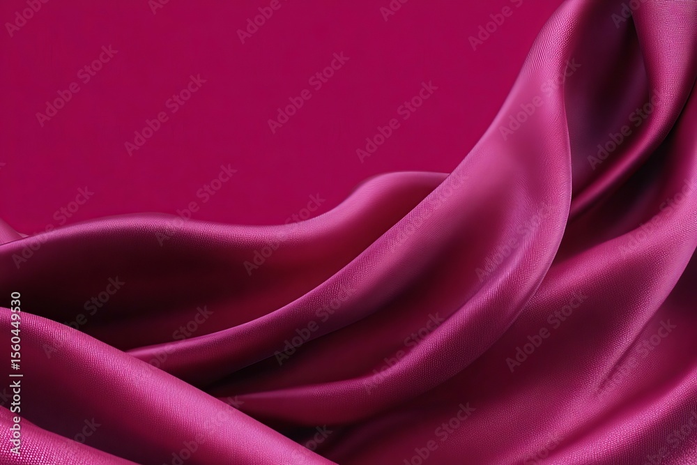Obraz premium Red satin waves create soft flowing effect. Ideal for design backgrounds or textile art. Luxurious texture adds rich appeal.