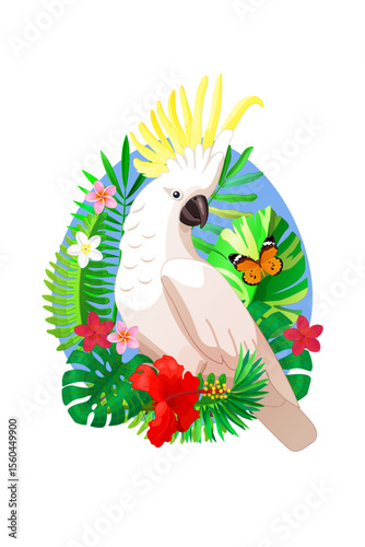 vector bird and plants isolated on transparent background