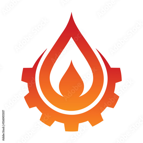 Fiery drop within a gear fire orange