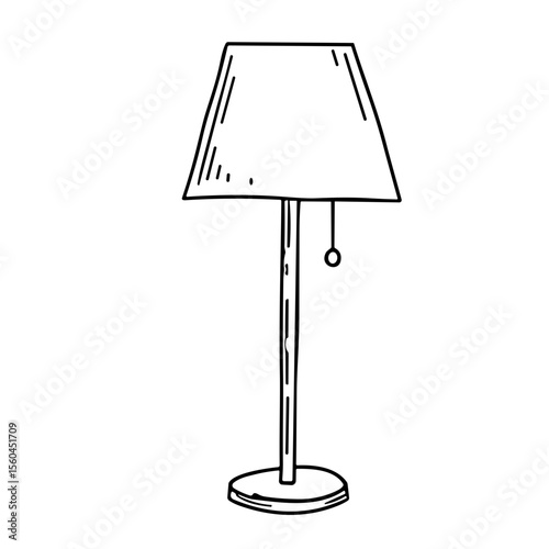 Table lamp doodle sketch vector illustration on transparent background, home lighting