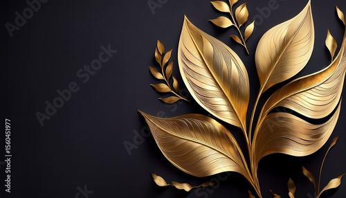 luxurious golden leaf wedding invitation design