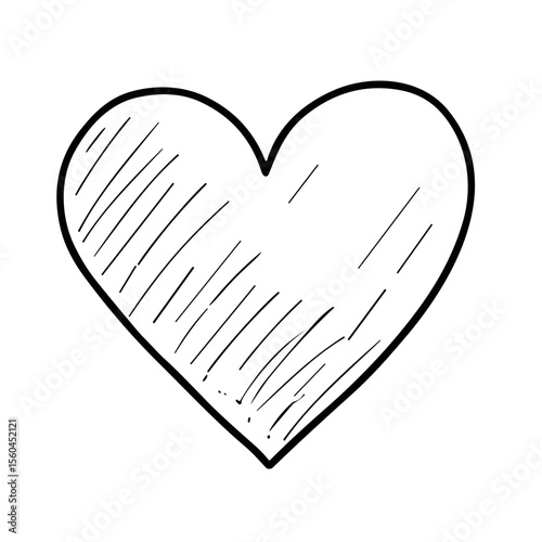 Heart doodle sketch vector icon on transparent background, love and health symbol