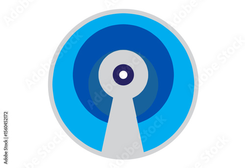 Circular with Keyhole. Modern abstract in Rounded Blue and Gray Colors. Editable Clip Art.