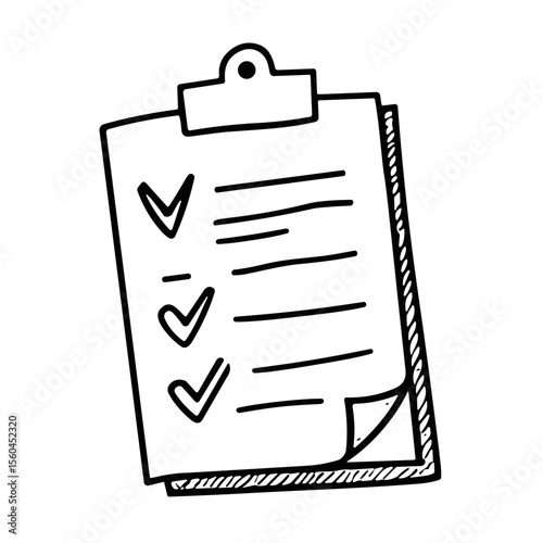 Checklist doodle sketch vector icon on transparent background, task management tool