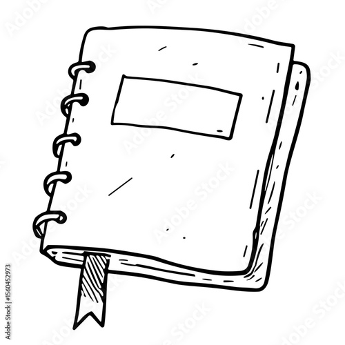 Notebook doodle sketch vector illustration on transparent background, writing and organization