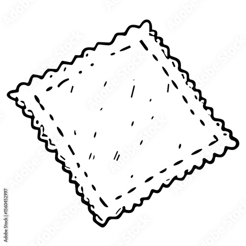 Fabric square doodle sketch vector illustration on transparent background, crafting material