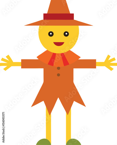 Kids drawing cartoon vector illustration cartoon scarecrow icon isolated on white background | Premium Vector
