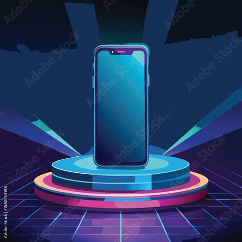 mobile phone with blue background