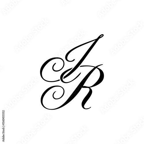 Elegant IR Monogram Logo in Black Script – Luxury Calligraphy Initial Design on White Background