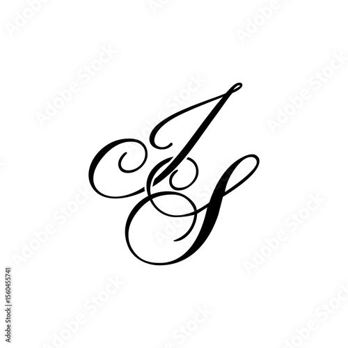 Elegant IS Monogram Logo in Black Script – Luxury Calligraphy Initial Design on White Background