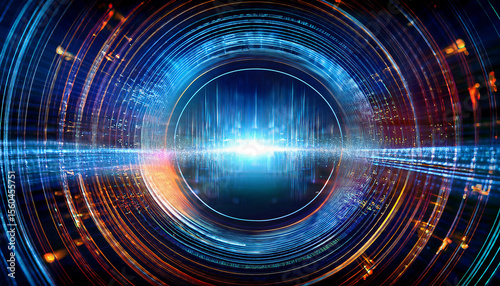 vibrant digital data visualization with abstract circular patterns and dynamic light effects