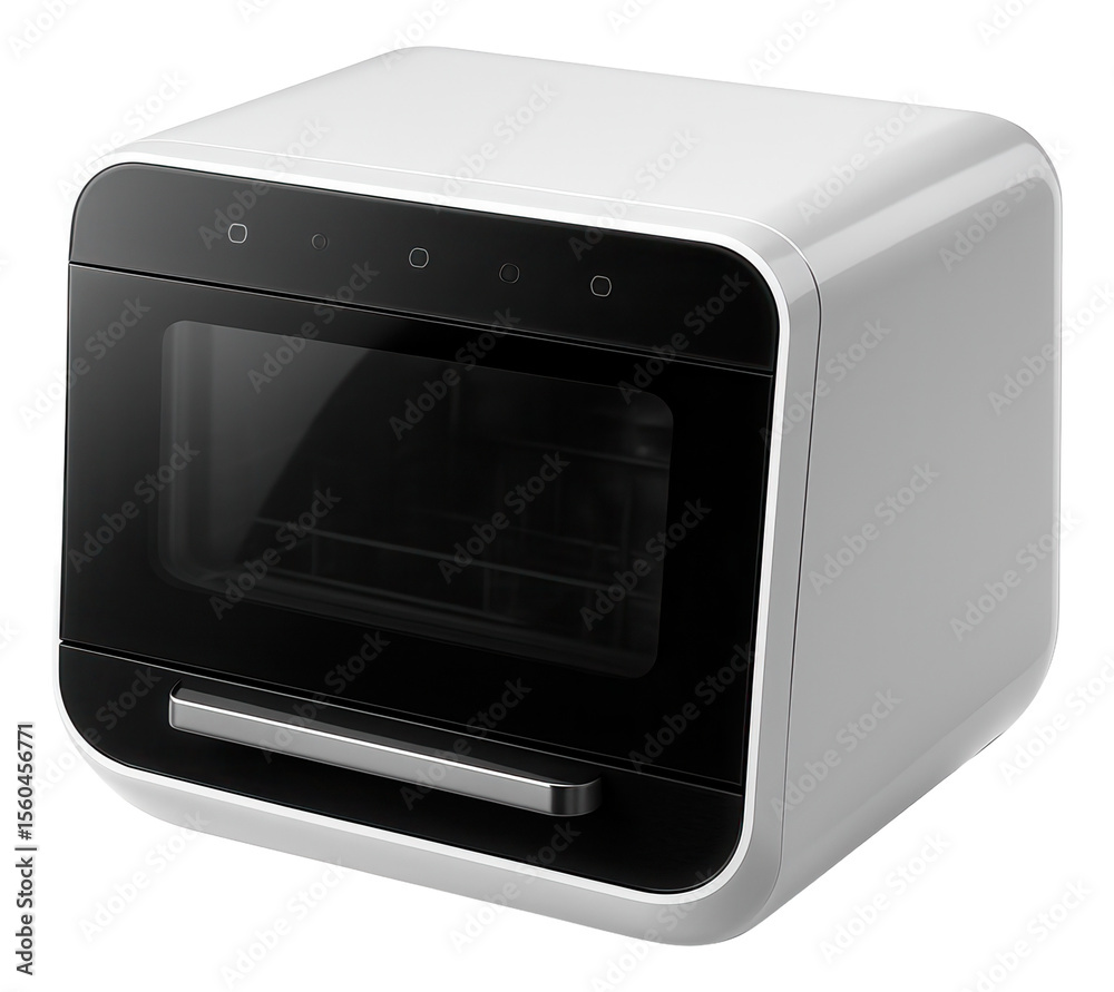 Fototapeta premium Compact countertop dishwasher ideal for small apartment kitchens.