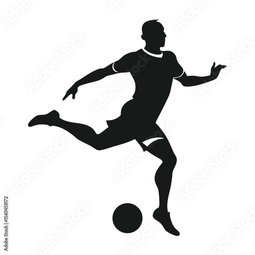 Dynamic Silhouette of a Soccer Player in Action Powerful Vector Illustration