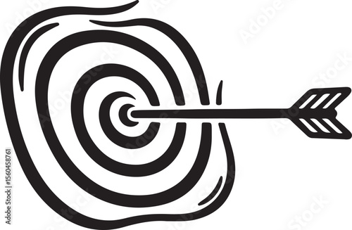 Achieve Your Goals Arrow Hitting the Bullseye Target Illustration