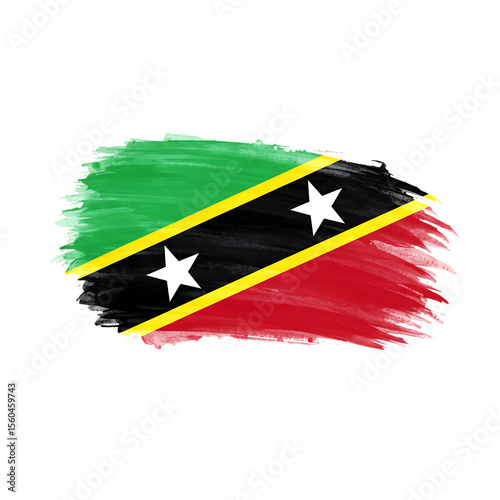 Saint Kitts and Nevis Watercolor Flag Brush Stroke on Isolated Transparent Background

 photo
