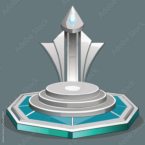 Futuristic Silver Pedestal Display Platform Elegant Art Deco Design 111 (65).eps