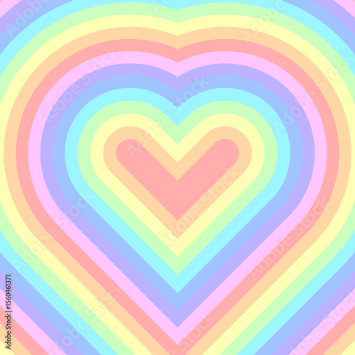 Colorful linear heart pattern background. Vector heart template.