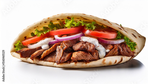 doner kebab doner kebap fast food in flatbread isolated on a white background