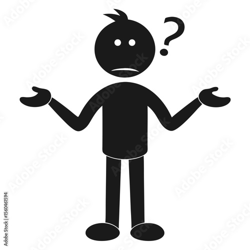 Confused Person Cartoon Illustration Question Mark, Uncertainty, Doubt, Problem Solving, Decision Making