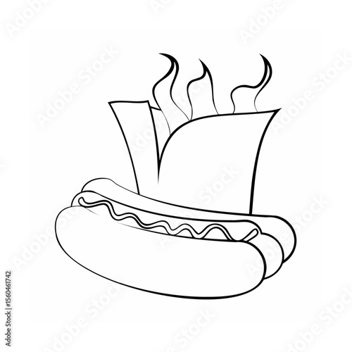 Hot dog with steam bun on hotdog food