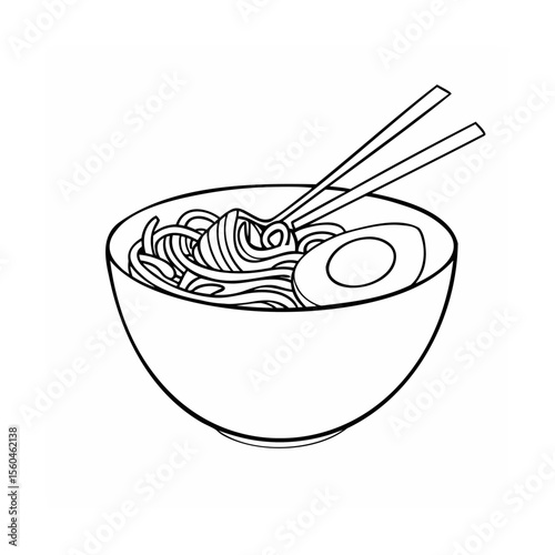 Of ramen bowl with noodles egg chopsticks on vector