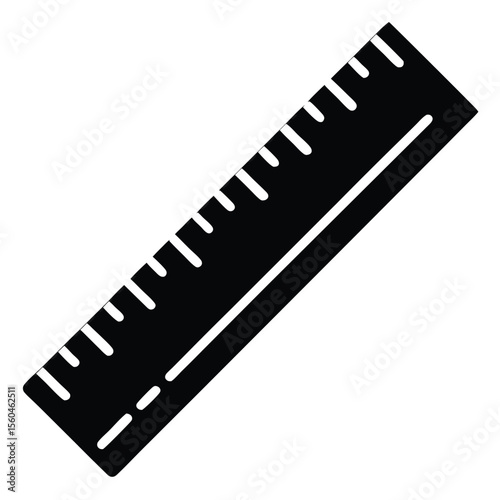 Precise Measurement Tool Black Ruler Icon, Perfect for Designs and Illustrations