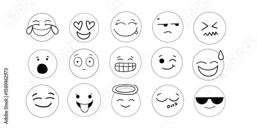 smiley doddle set,emotion cartoon icon,line art funny,fun face print,Background design,Hand Drawn design,Emotion cute background print drawing.