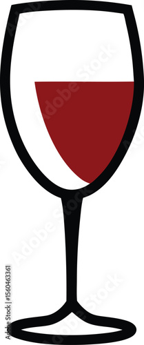 Celebration of love and drink with a glass of red wine, a vector illustration of alcoholic beverages and bar symbols