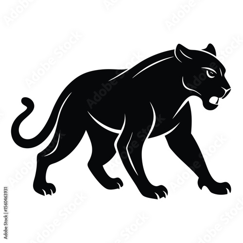 Majestic Black Panther Silhouette Powerful Vector Illustration of a Wild Cat