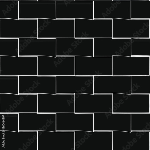 Sleek Black Brick Wall Texture Seamless Pattern for Design Projects