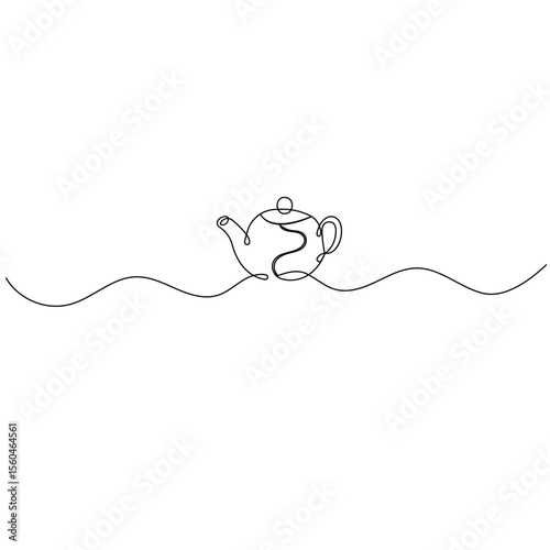 Coffee pot icon   continuous one line drawing of outline vector illustration