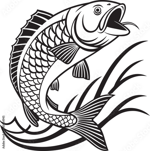 fish on a white and black