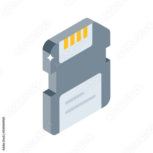 Trendy isometric icon of sd card with storage chip