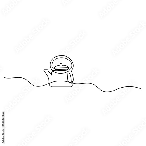 Coffee pot icon   continuous one line drawing of outline vector illustration
