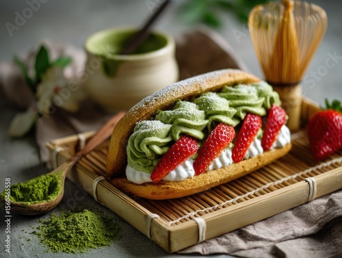 Picnic scene featuring a Japanese strawberry sandwich
