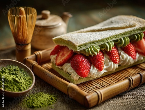 Picnic scene featuring a Japanese strawberry sandwich