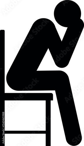 Sad man sitting icon. Depression icon.