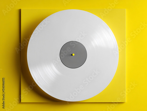 Black vinyl record with a white blank cover.
