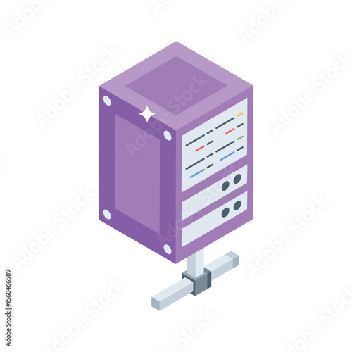 A premium isometric style icon of shared server access