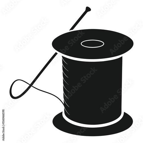 Sewing Thread Spool Icon Simple Silhouette Design for Crafting Projects and Needlework