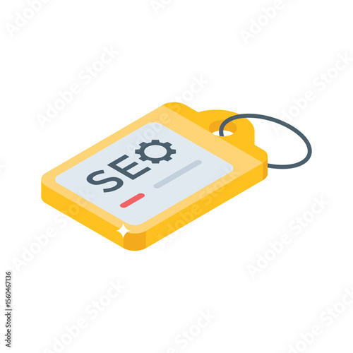 Grab this isometric style icon of seo tag