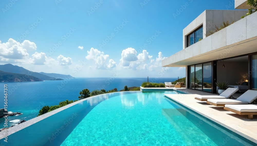 Fototapeta premium Luxurious Modern Hotel with Infinity Pool and Panoramic Views The Ultimate Relaxation Getaway