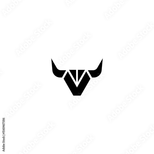 V horn logo - V bull vector logo template horn with letter v vector logo premium sign
