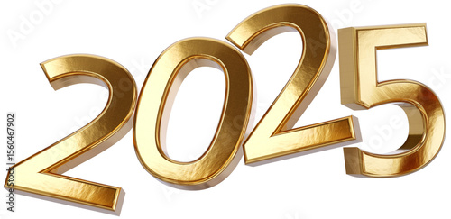 year 2025 golden symbol, 3d...