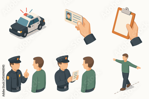 Police interaction process with male driver in traffic stop
