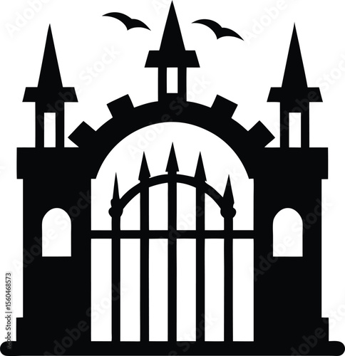 Vector art illustrating an old European city skyline featuring a cathedral, monuments, and houses of God, ideal for travel and architecture design