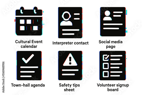 Black symbols for event planning and safety tips