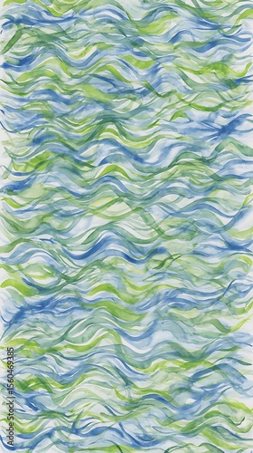 Abstract wavy pattern in blues and greens