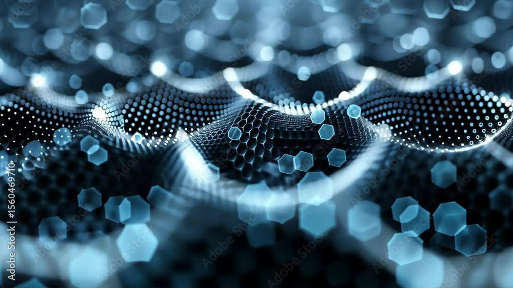 carbon surface featuring abstract nanotechnology in intricate hexagonal geometric patterns