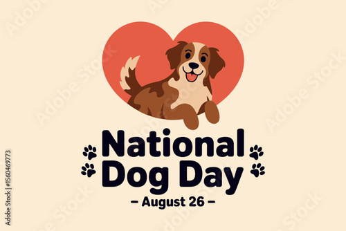 Cute vector badge with dog and heart for national dog day celebration or veterinary awareness campaign  